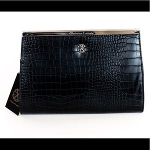 Christian Lacroix black leather purse . NWT.